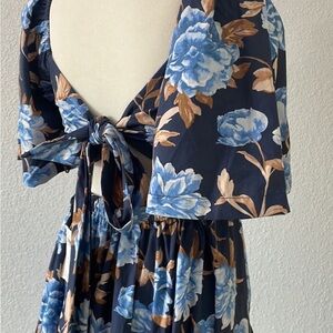 Abercrombie &‎ Fitch Women’s long dress Floral blue with balloon sleeves Xsmall